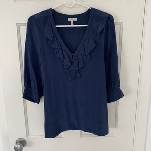 Joie silk blouse with ruffled neckline